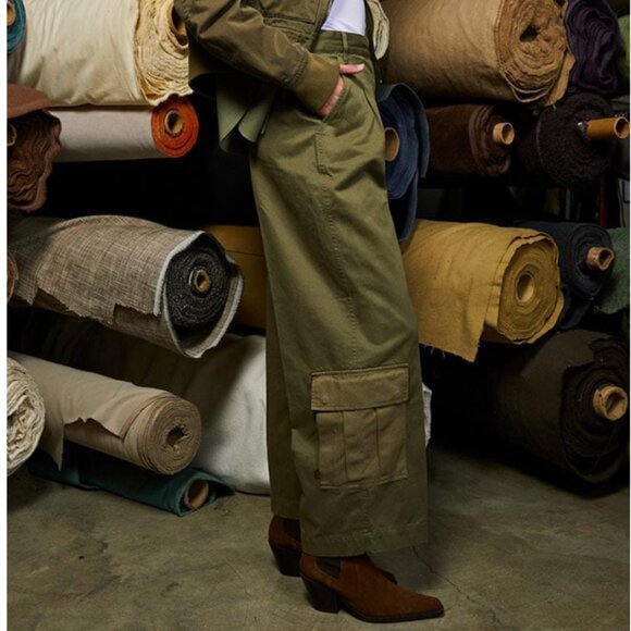 Alpha Industries Womens Wide Leg Pant W OG-107 Green Cargo Pocket Sz 31x32 NWT - Picture 2 of 16